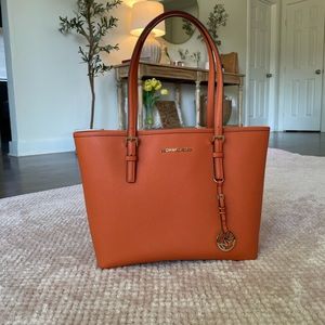 Orange medium leather Michael Kors tote